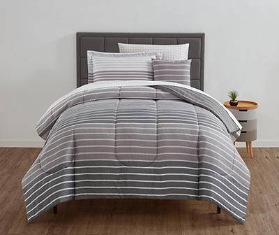 Real Living Gray Alister Stripe Comforter Set (full/variety of gray)