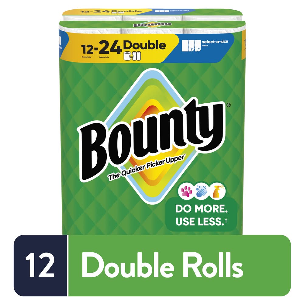 Bounty Select-A-Size 2-ply Paper Towel Sheets, 11x5.9 in, White (12 ct)