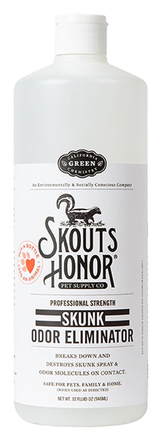 Skout's Honor® Skunk Odor Eliminator for Pets & Indoor/Outdoor Surfaces, Plant-based Solution (Size: 32 Fl Oz)