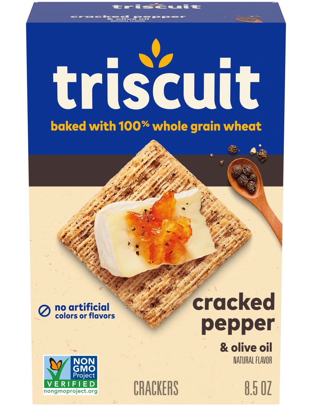 Triscuit Baked 100% Whole Grain Wheat Crackers, Cracked Pepper & Olive Oil (8.5 oz)