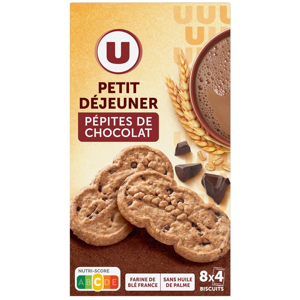 U - Biscuits petit déjeuner au pépites de chocolat (32 pièces)