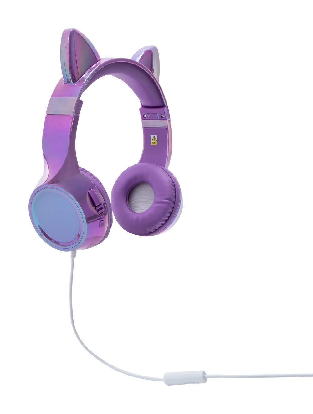LED Light-Up Panda Ear Wired Headphones With Mic Purple