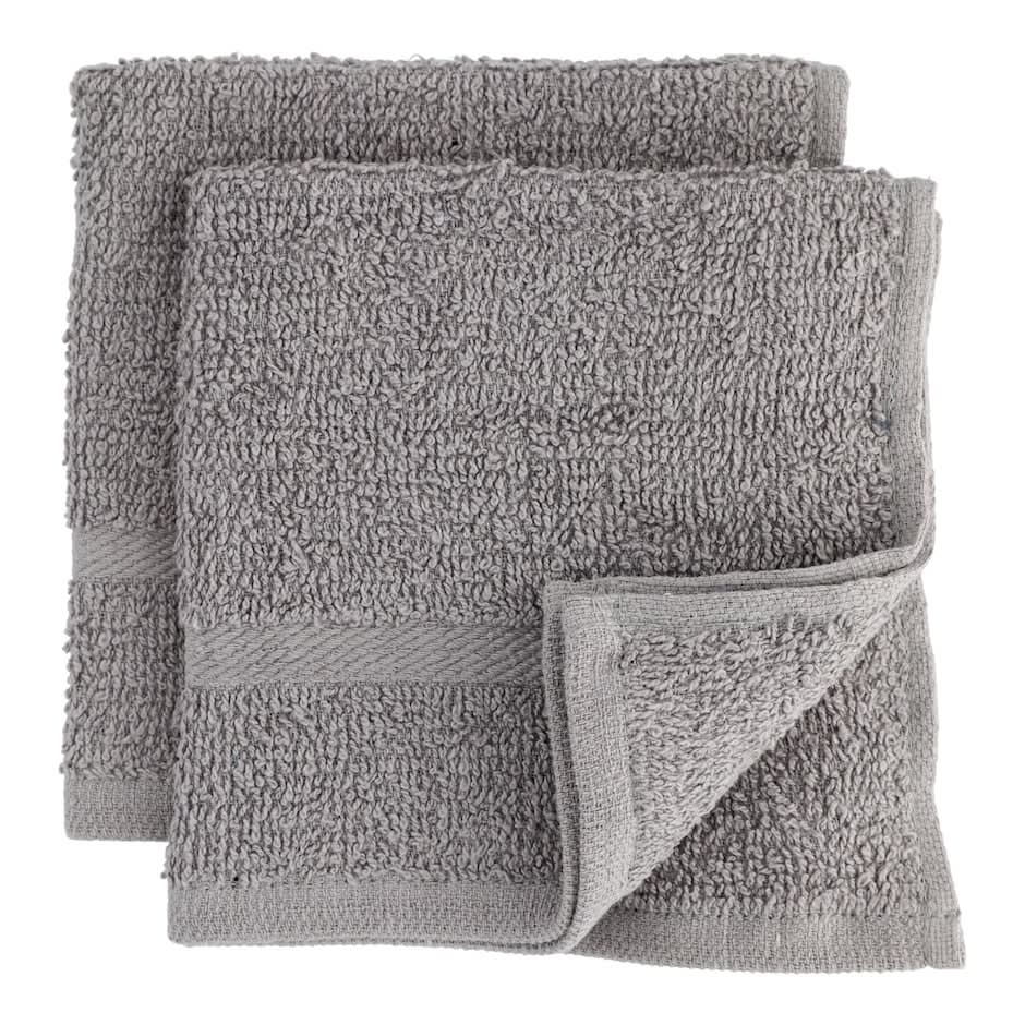 Home Collection Cotton Washcloths, 12x12 in, Gray (2 ct)