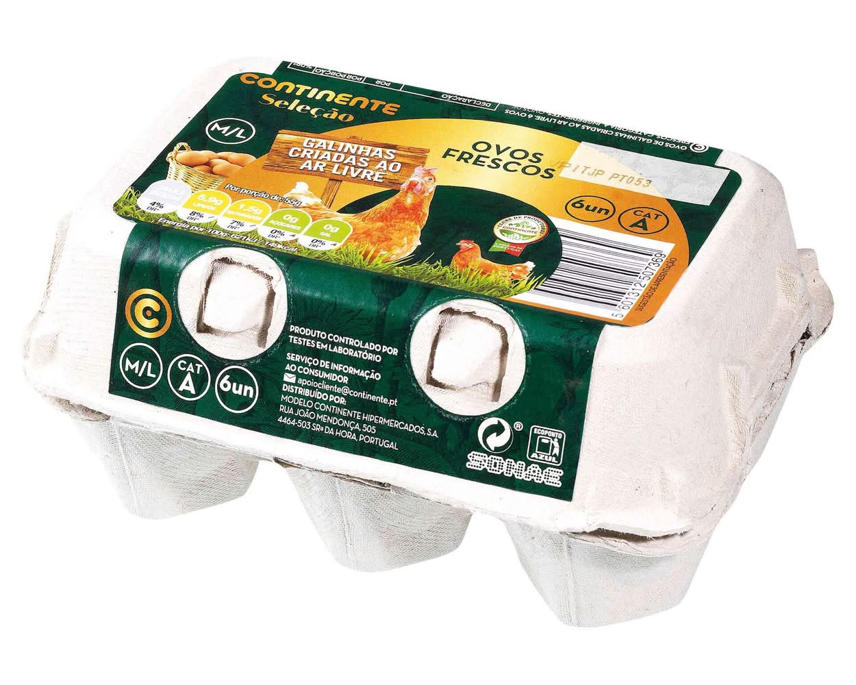 Ovos de Ar Livre M/L Continente Seleção (emb. 6 un)