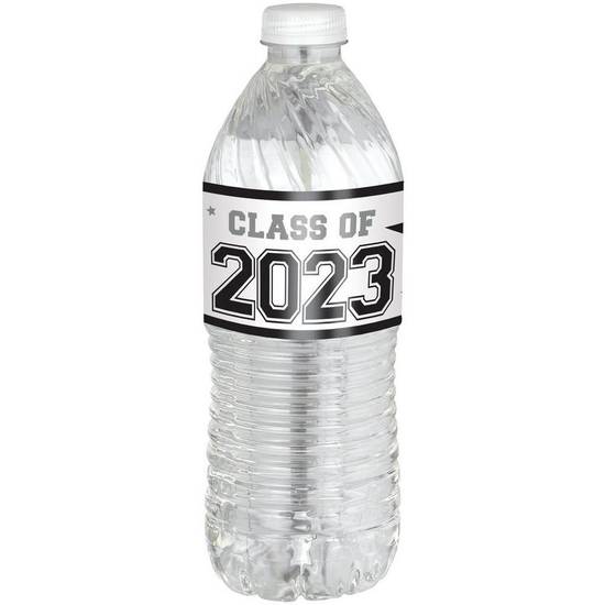 Black & Silver Class of 2023 Graduation Wraparound Bottle Labels, 24ct