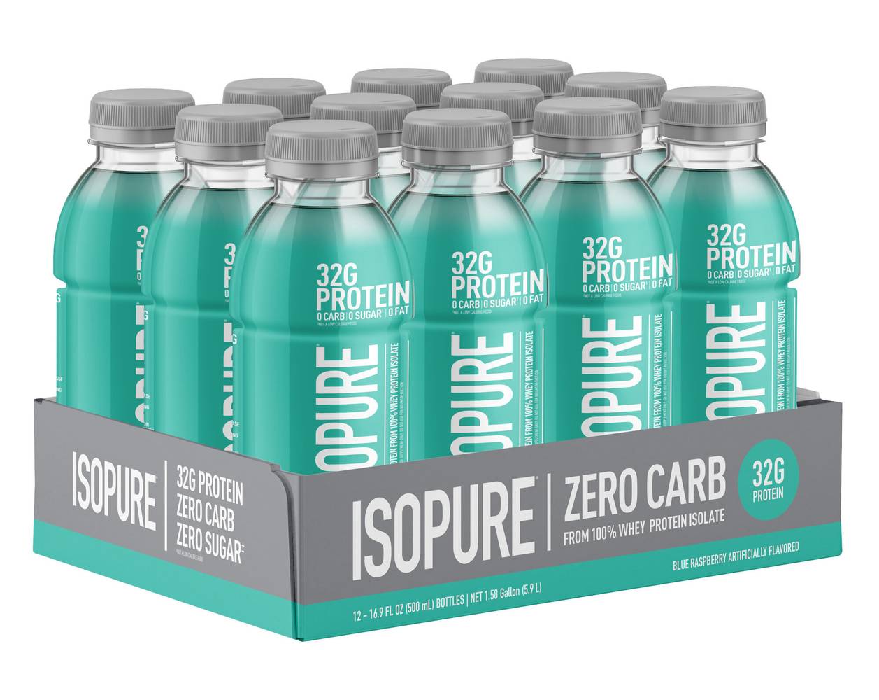 Isopure Protein Drink, Blue Raspberry (12 x 16.9 fl oz)