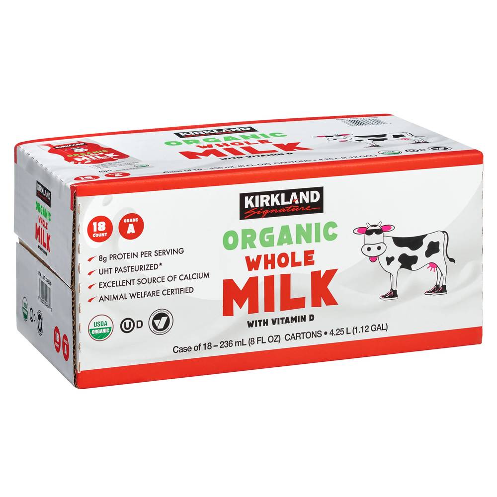 Kirkland Signature Organic Whole Milk (18 pack, 8 fl oz)