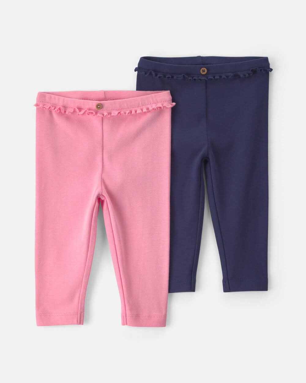 Baby Girl 2-Pack Cotton Pull-On Pants - Pink/Navy Blue - 12M