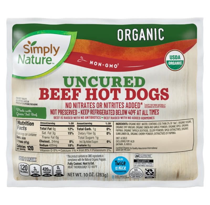 Simply Nature Organic Uncured Hot Dogs, Beef (10 oz)