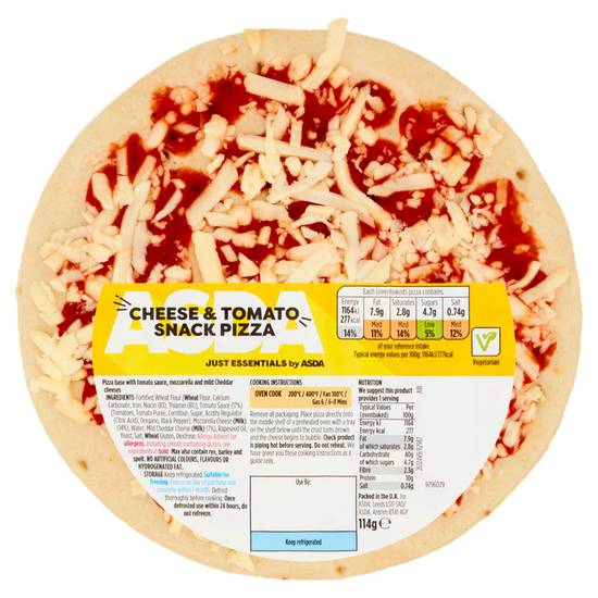 Asda Just Essential Cheese & Tomato Snack Pizza 114g