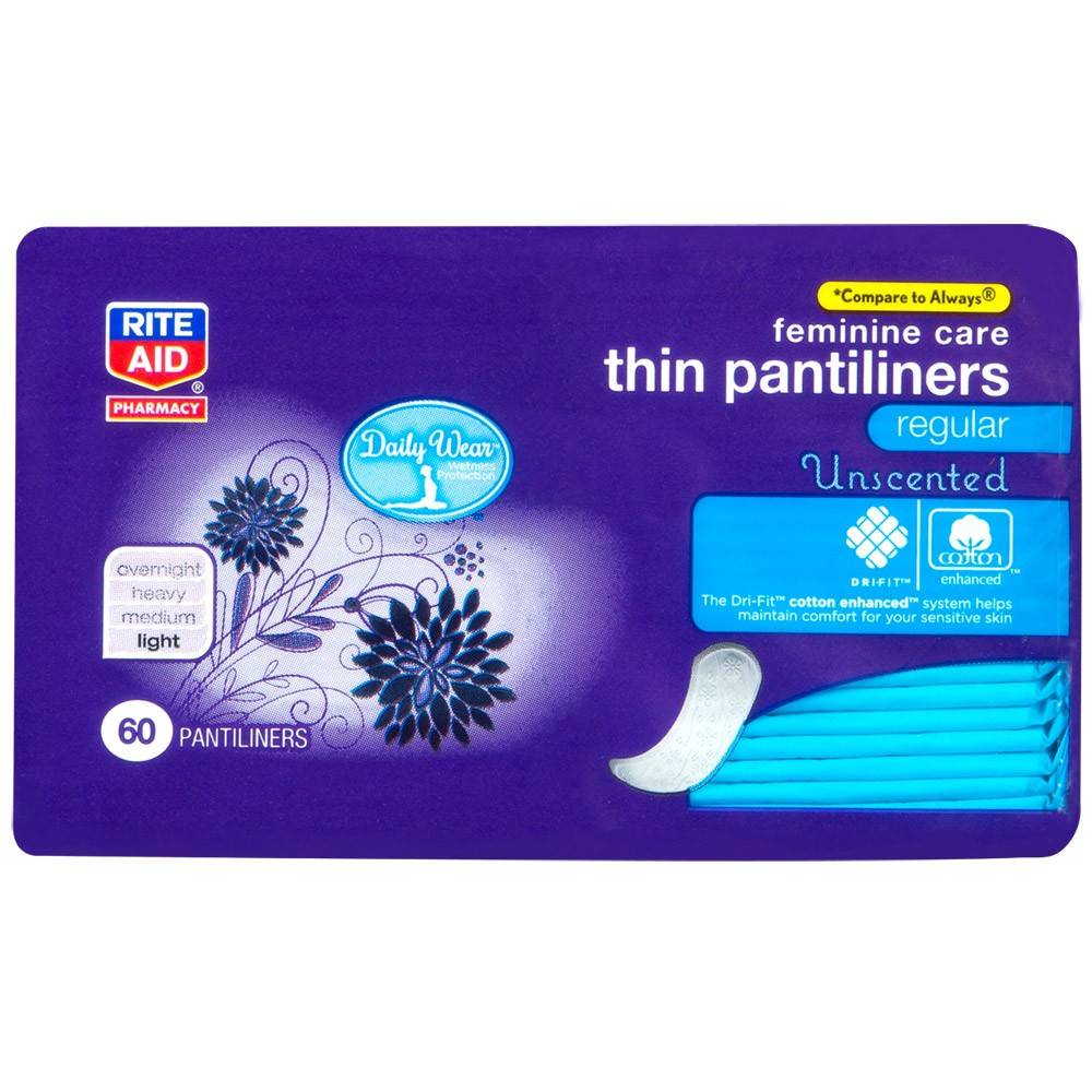 Rite Aid Thin Pantiliners Regular Unscented (60 ct)