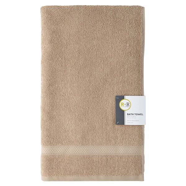 R+R Bath Towel, 30 in x 54 in, Taupe