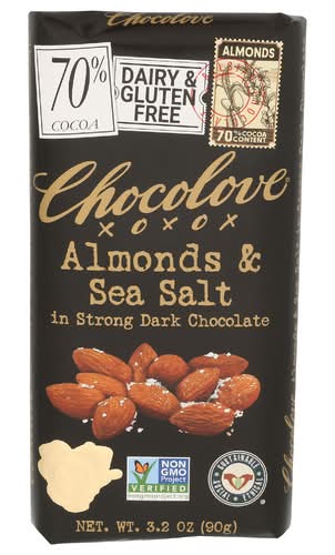 Chocolove Almonds & Sea Salt In Strong Dark Chocolate Bar