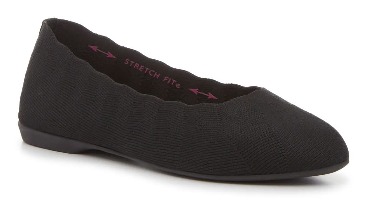 Skechers Cleo Style Ballet Flat (Black Medium - 7.5)
