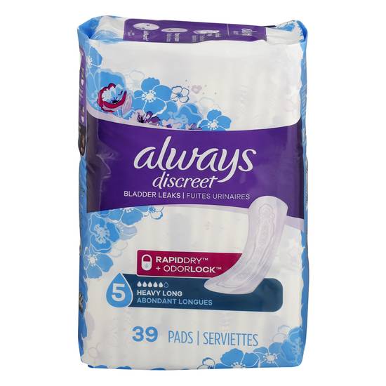 Always Discreet Heavy Long 5 Lightly Scented Pads (39 ct)