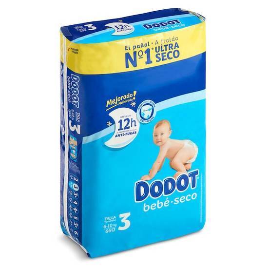 Pañales 6-10 kg talla 3 Dodot bolsa 62 unidades)