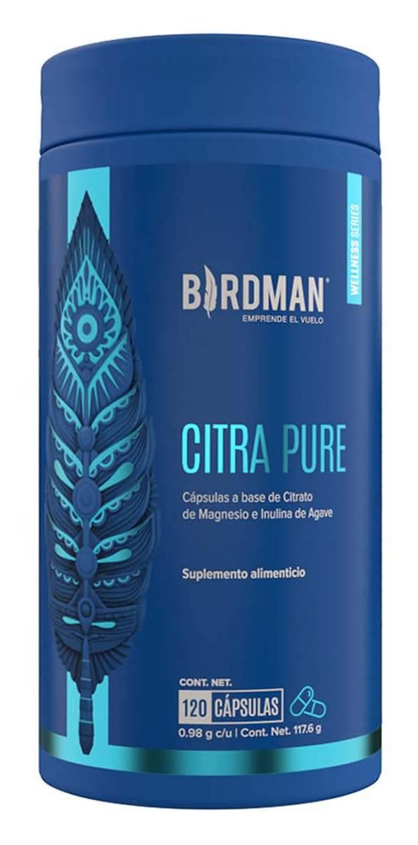Birdman · Citra pure suplemento alimenticio a base de citrato de magnesio e inulina de agave en cápsulas oral (120 un)