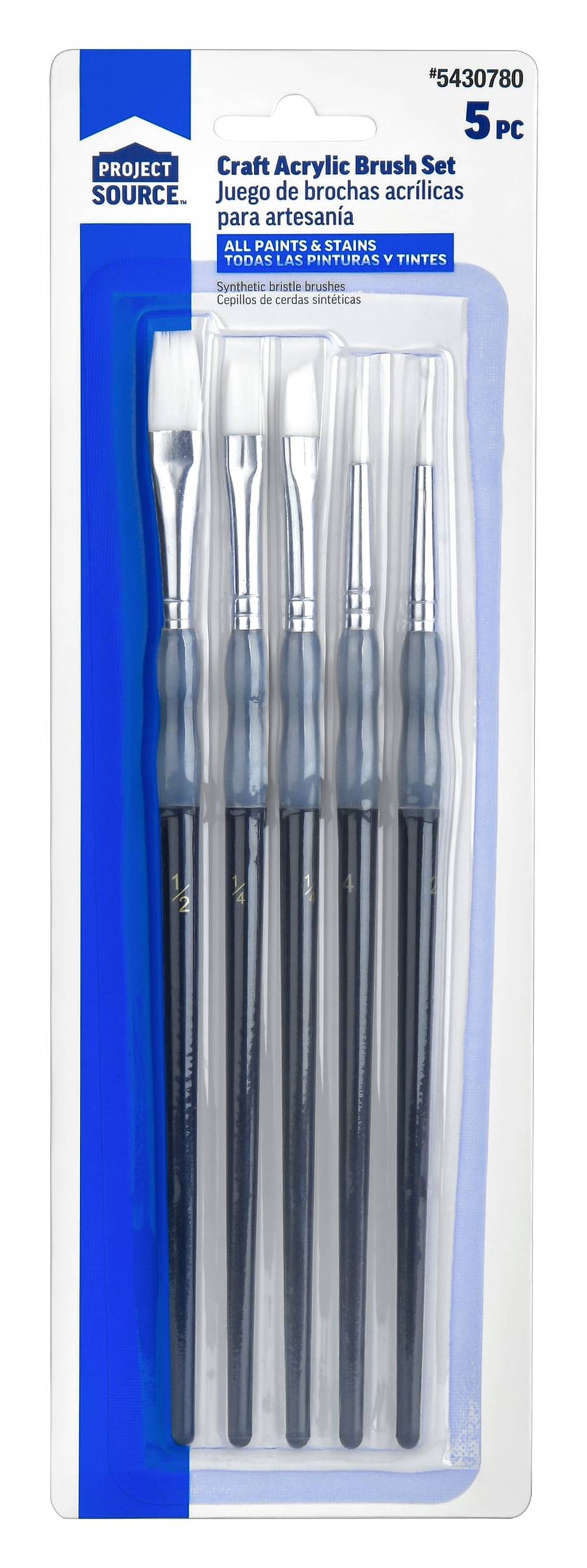Project Source Multiple Sizes Reusable Polyester Round Art brush 5 -Pack | LWSC05