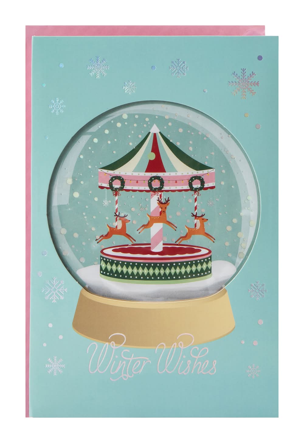 Christmas Holiday Card Snow Globe Reindeer