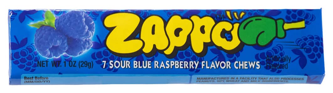Zappo Fruit Chews, Sour Blue Raspberry (1 oz, 7 ct)