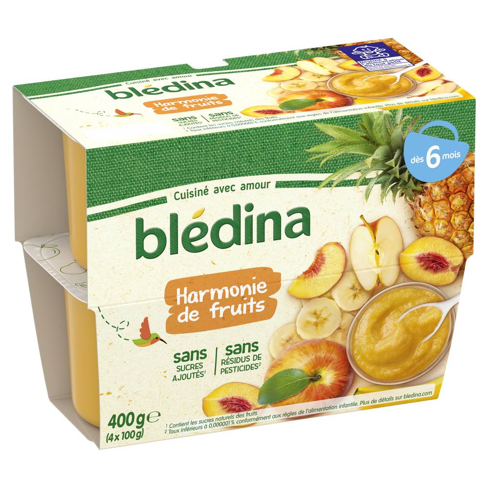 Blédina - Harmonie purée de fruits bébé dès 6 mois (4 pièces)