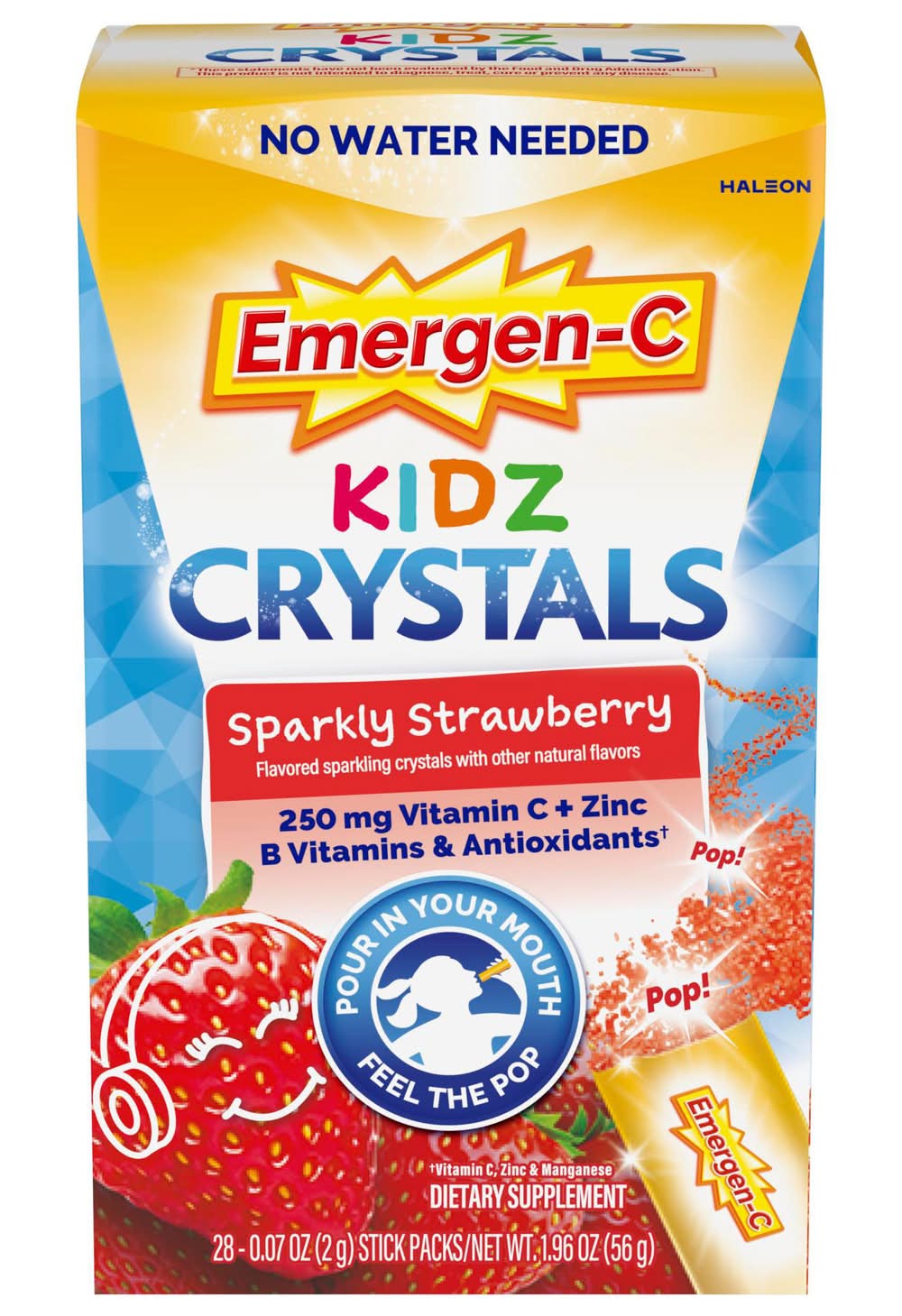 Emergen-C Kidz Crystals Vitamin C Supplement, Strawberry (1.96 oz, 28 ct)