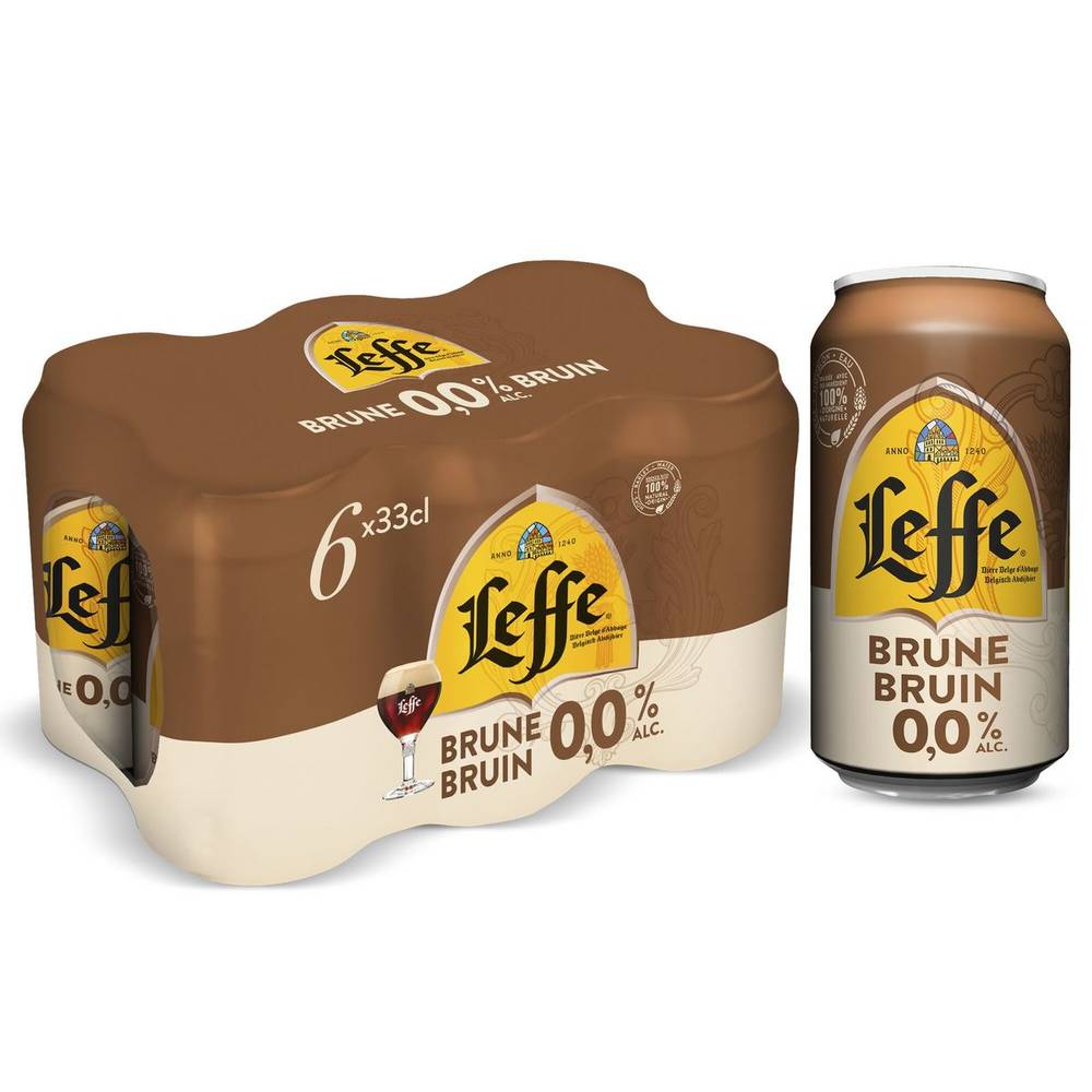 Leffe Bière Belge d''Abbaye Brune 0.0% Alc. Canettes 6 x 330 ml