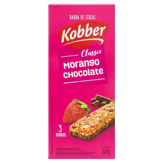 Kobber barra de cereal classic morango com chocolate (60g)