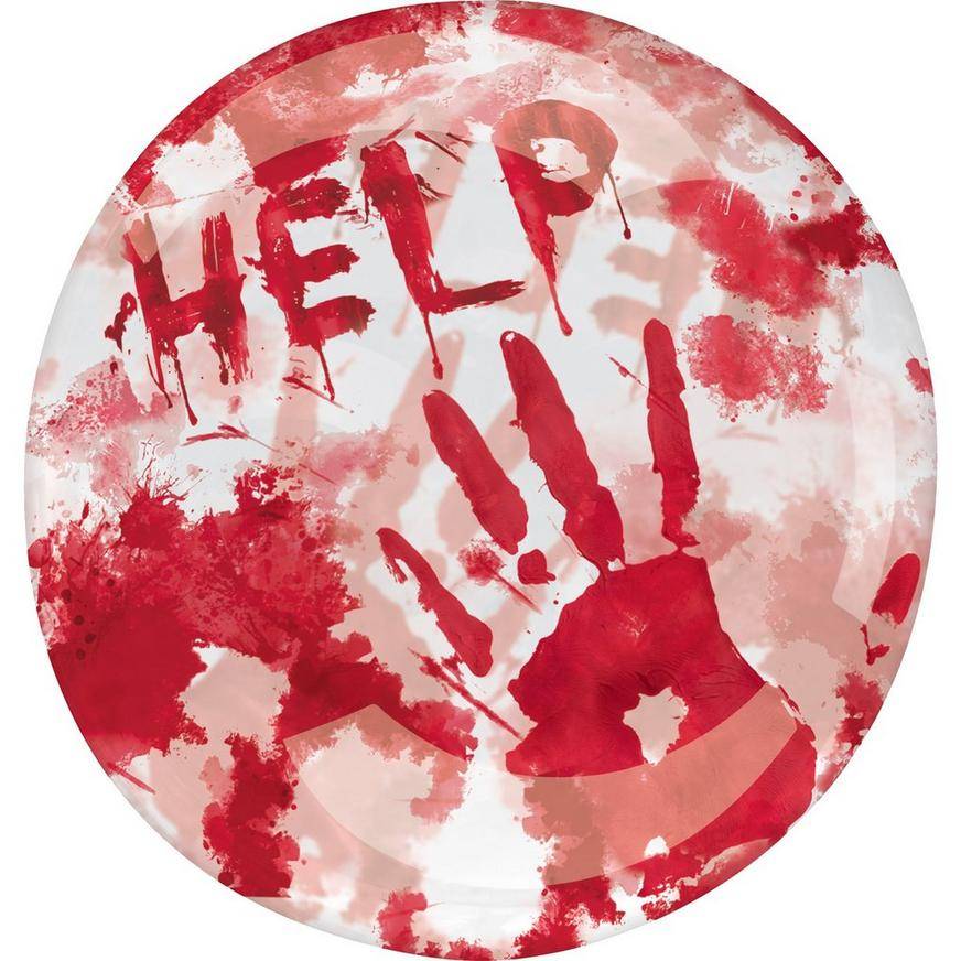 Uninflated Help Blood Splatter Plastic Balloon, 18in - Clearzae