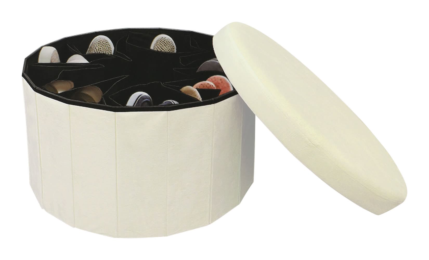 Shoe Storage Ottoman Cream