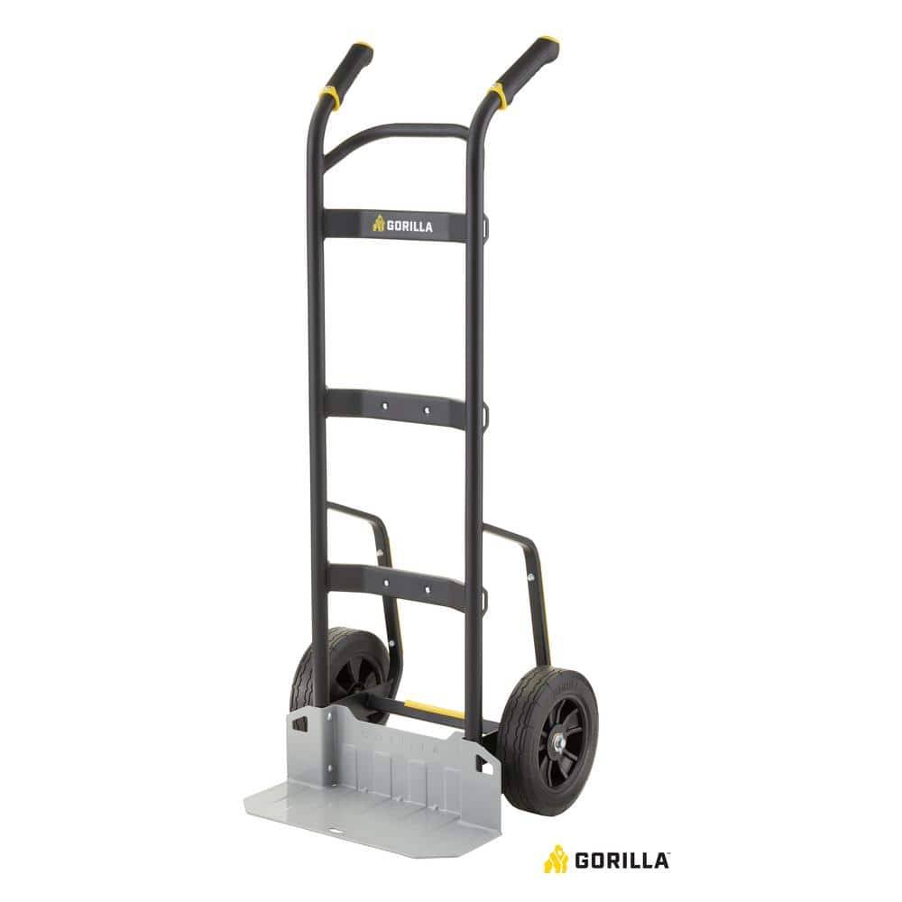 Gorilla 1,000 Lbs. Capacity Steel Hand Truck With Multi-Grip Power Handle, Wide Load Toe Plate Super Duty Axle, Flat Free Tires