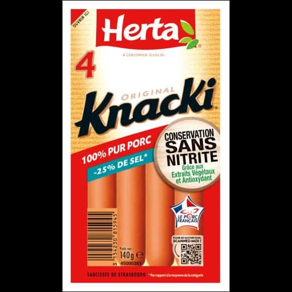Herta - Saucisses knacki sel réduit 100% pur porc (4)