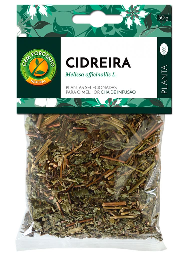 Cemporcento - Chá cidreira planta, embalagem de 50g