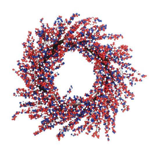 24" Red, White & Blue Berry Wreath By Celebrate It
