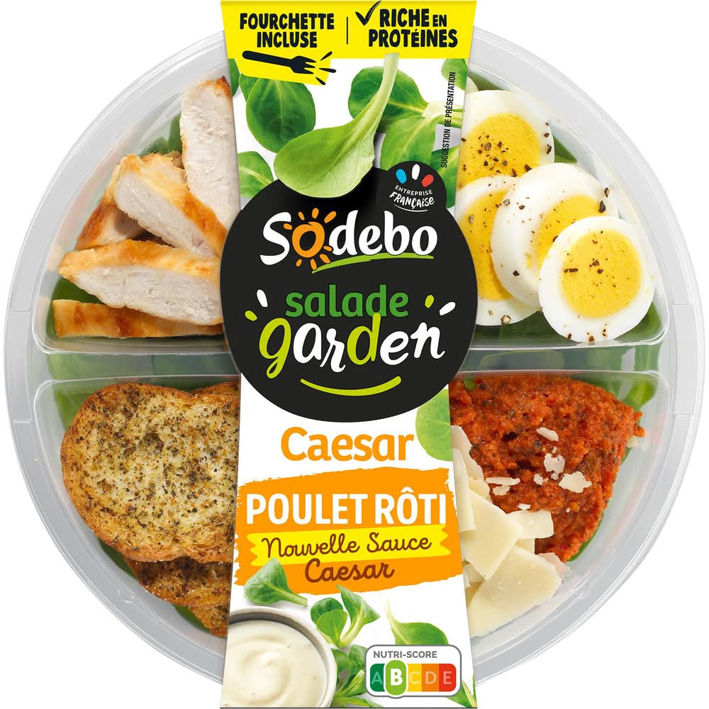 Sodebo - Salade caesar concassé de tomates séchées, poulet rôti (240g)
