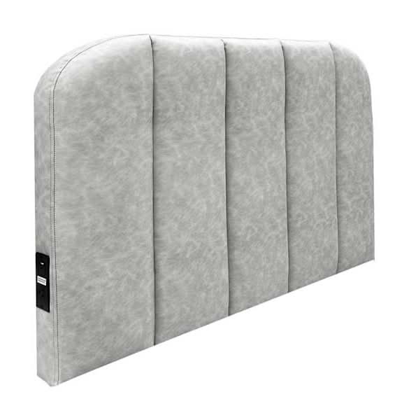 Easy-Apply Wall-Mounted Headboard with Charging Station, Grey