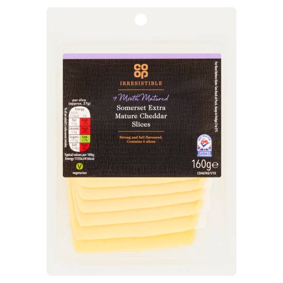 Co-Op Irresistible 6 Extra Mature Cheddar Slices 160g
