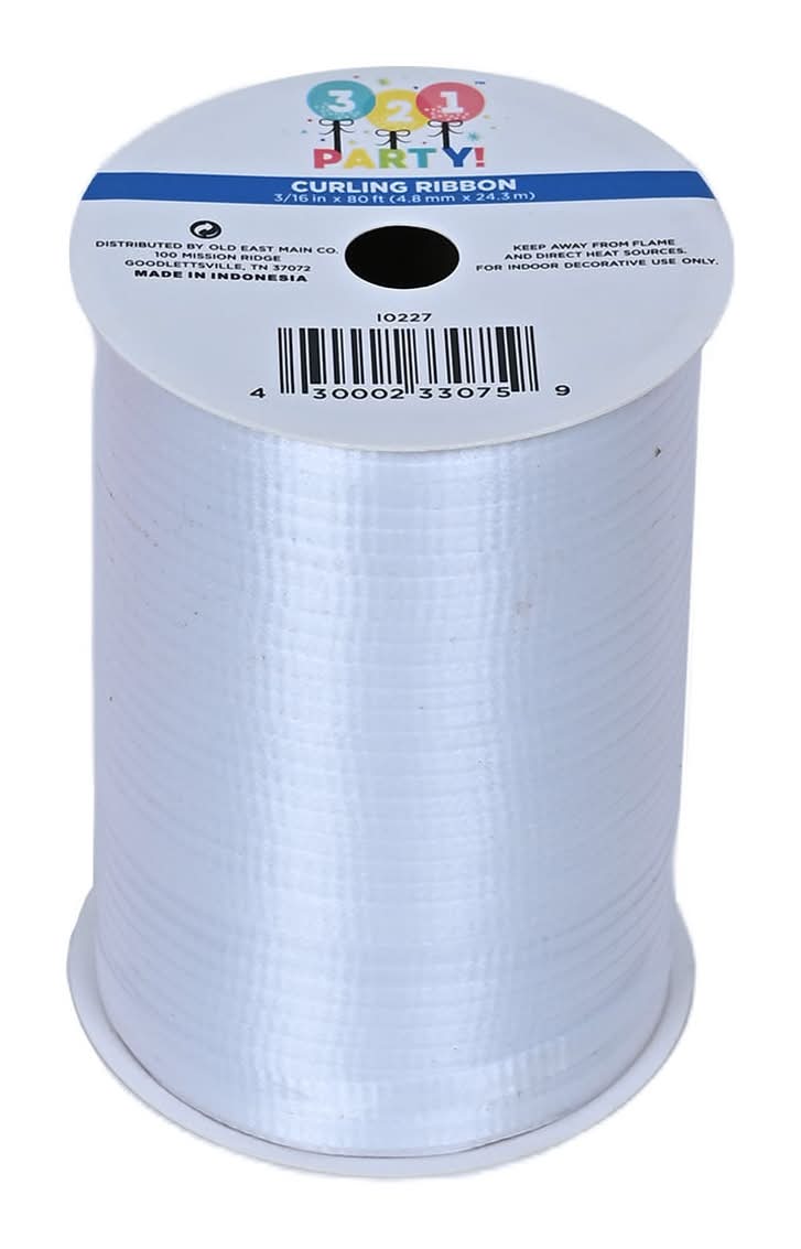 321 Party Curling Ribbon White 3/16 In X 80 Ft