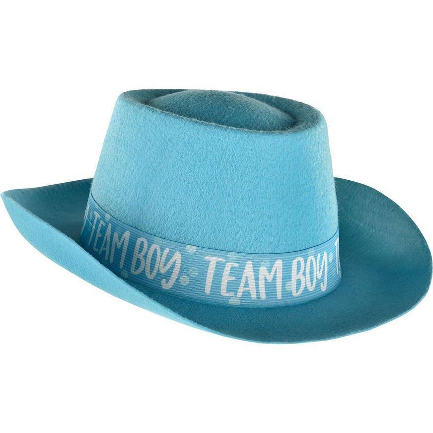 Blue Team Boy Gender Reveal Felt Cowboy Hat - The Big Reveal