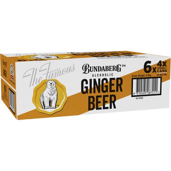 Bundaberg Alcoholic Ginger Beer Can 375ml X 4 pack