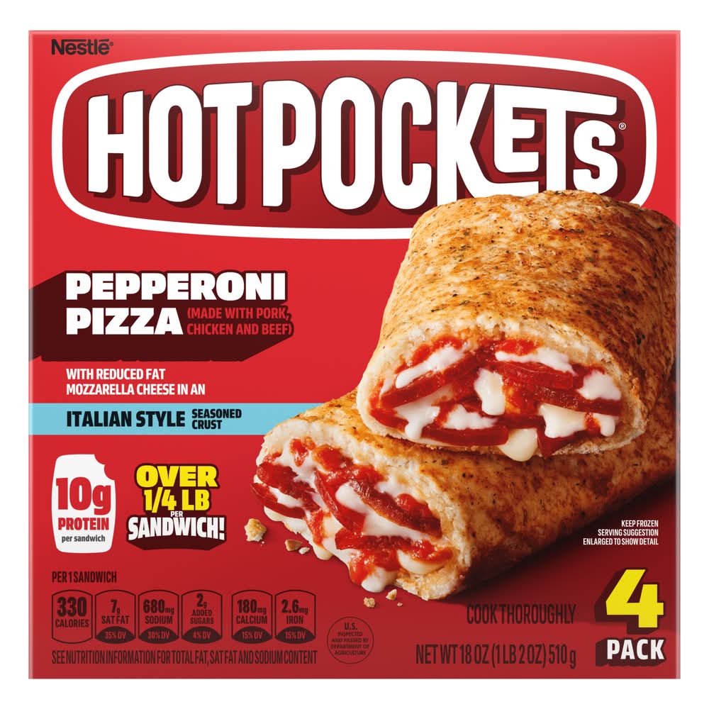 Hot Pockets Pocket Sandwiches, Pepperoni (18 oz, 4 ct)