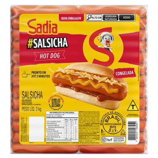 Sadia Salsicha hot dog congelada (3 kg)