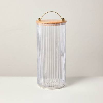80oz Fluted Glass Storage Canister with Wood Lid - Hearth & Hand™ with Magnolia