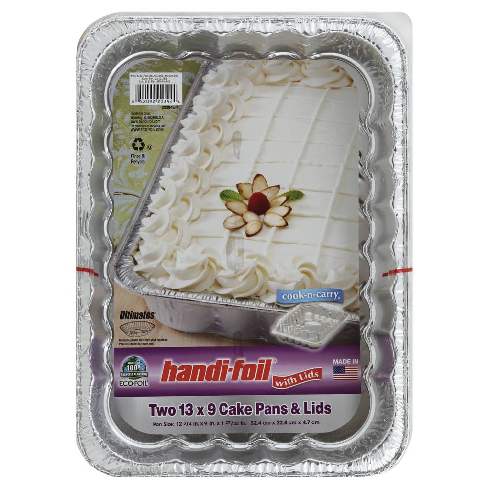 Handi-Foil Cake Pans & Lids, 13 In X 9 In