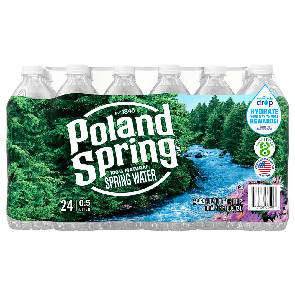 Poland Spring 100% Natural Spring Water (24 x 16.9 fl oz)