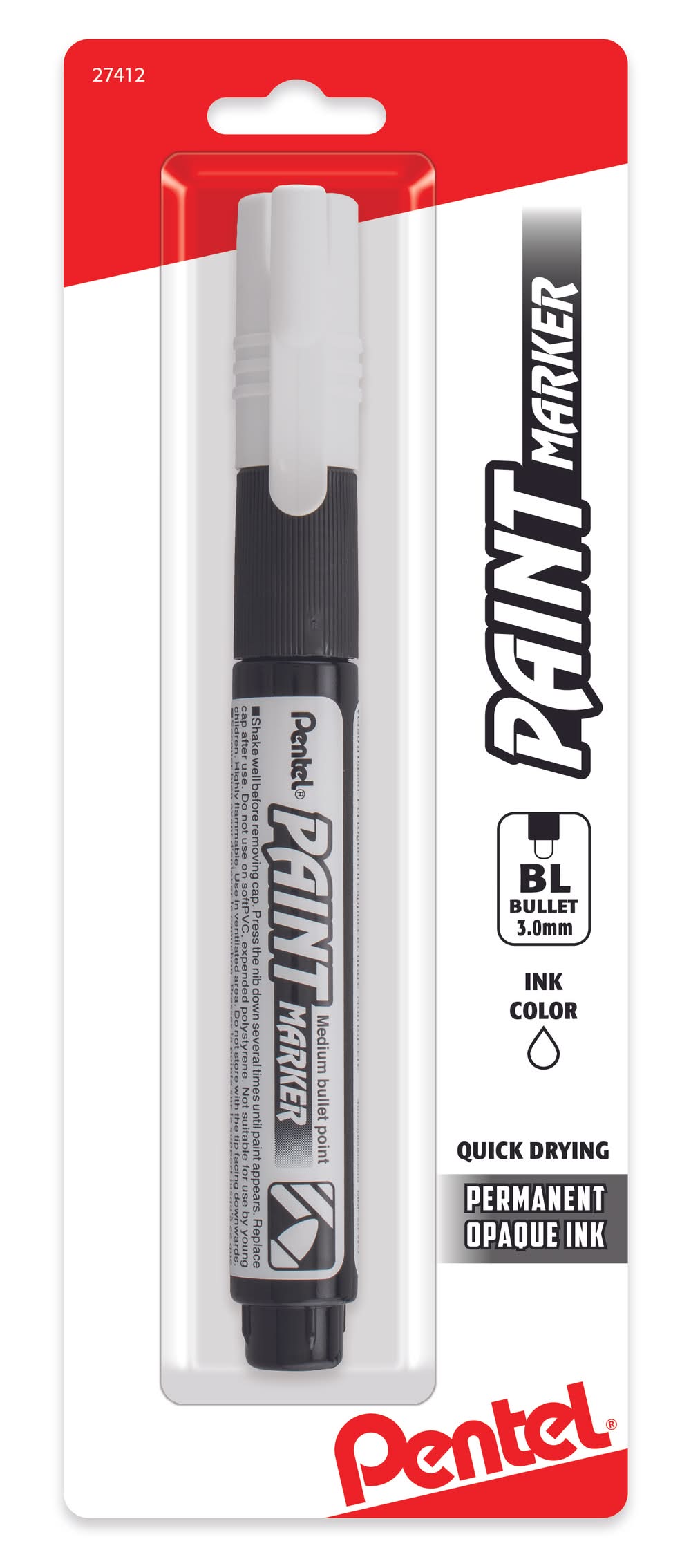 Pentel Medium Bullet Point Paint Marker, White