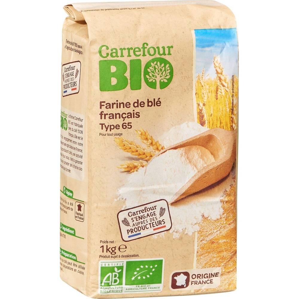 Farine  de blé  T65  Bio CARREFOUR BIO - le paquet d'1Kg