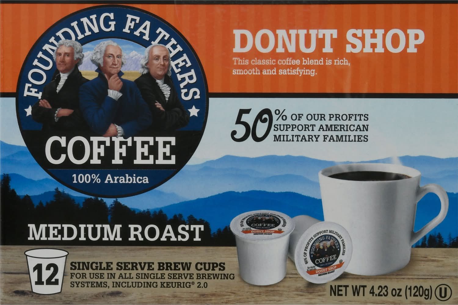 Founding Fathers Coffee Donut Shop Single Serve Brew Cups Coffee (4.3 oz)