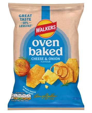Walkers Cheese & Onion, 50% Less Fat Baked Snacks Crisps (37.5g)
