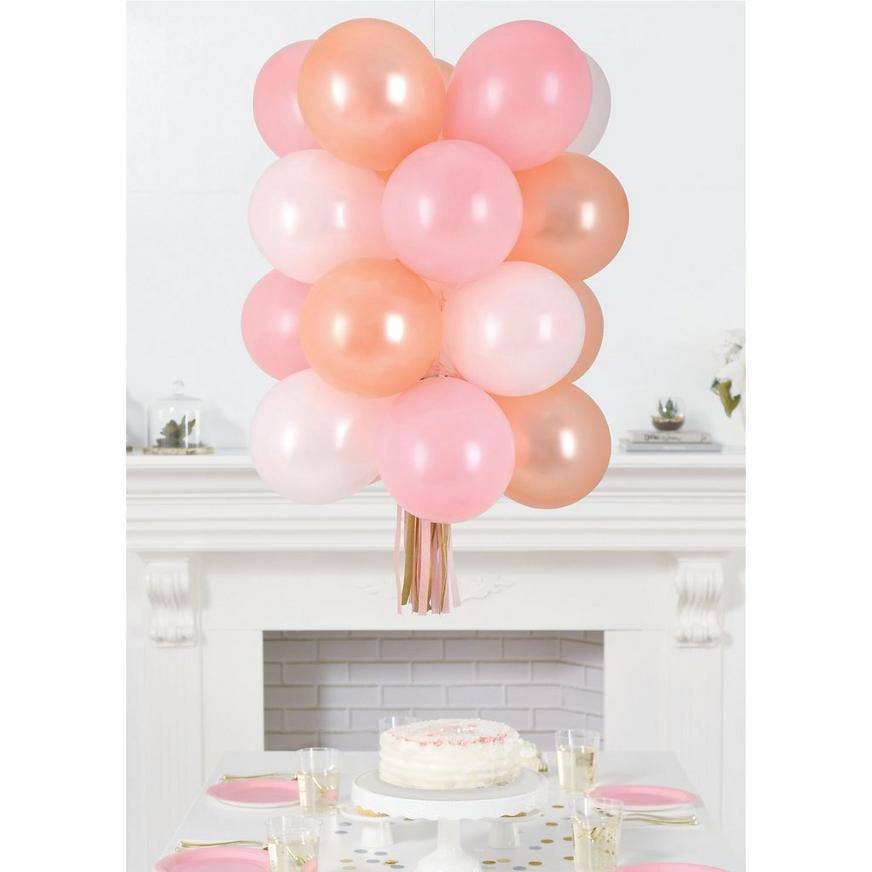 Uninflated Air-Filled Rose Gold Latex Balloon Chandelier Kit, 15in x 21in